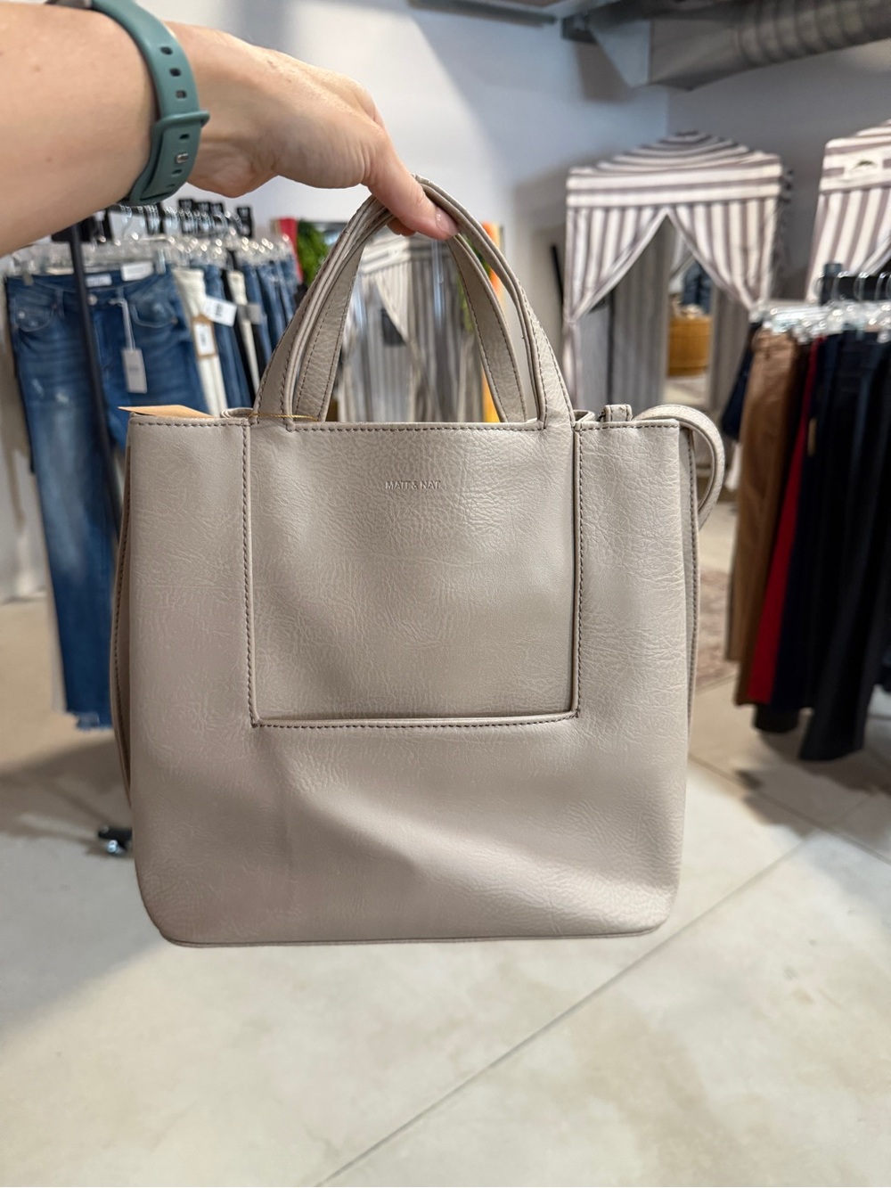 Matt & Nat Vegan Leather Tote with Shoulder strap and outside pocket